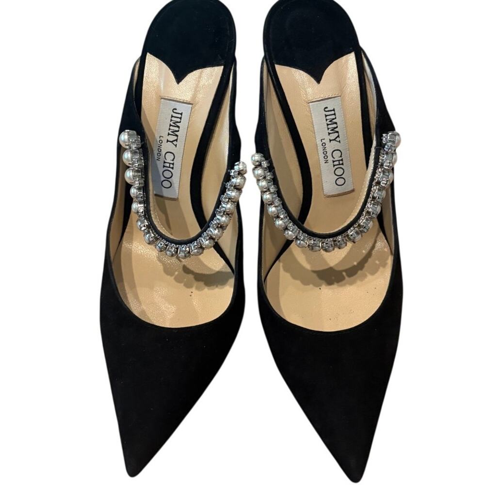 Jimmy Choo Bing 100 Mule Embellished Pointed-Toe Slip On pumps  Size 39